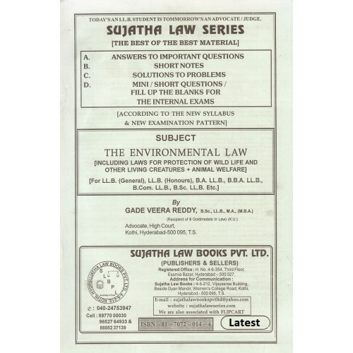 Sujatha Law Series Environment Law For B.S.L & L.L.B by Gade Veera Reddy